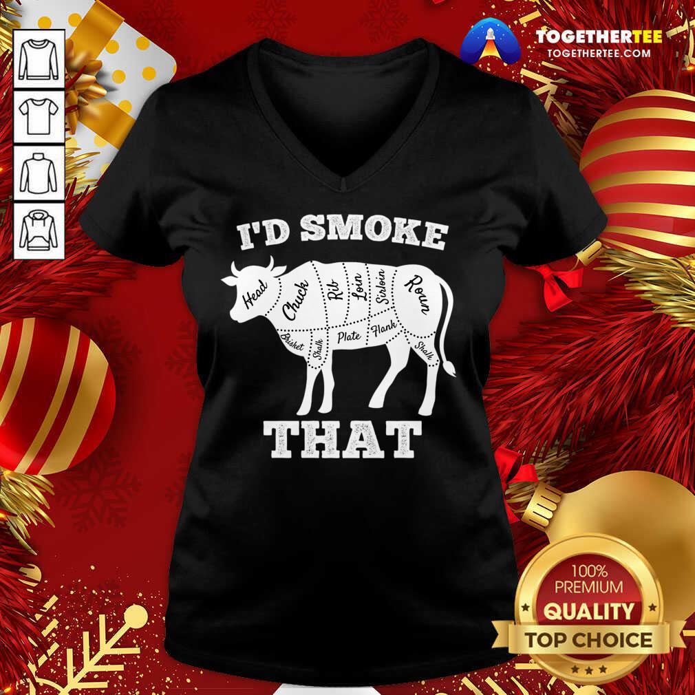 Original I'd Smoke That Cow Funny Grilling Party Saying Vintage T-Shirt - Image 2