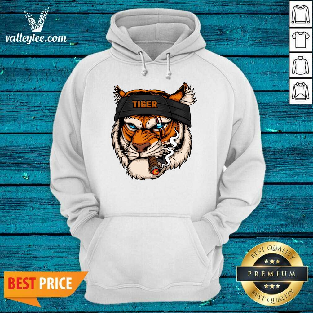 Tiger Head Wearing Bandana While Smoking Shirt - Image 3