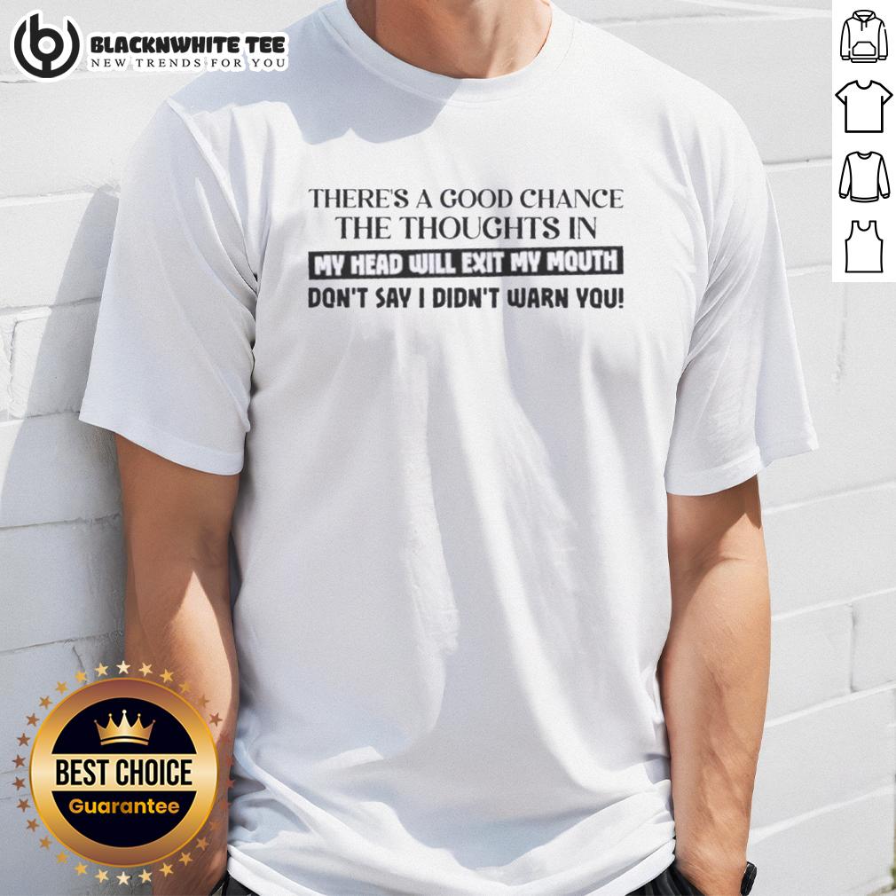 Nice There's A Good Chance The Thoughts In My Head Will Exit My Mouth Don't Say I Didn't Warn You T-Shirt