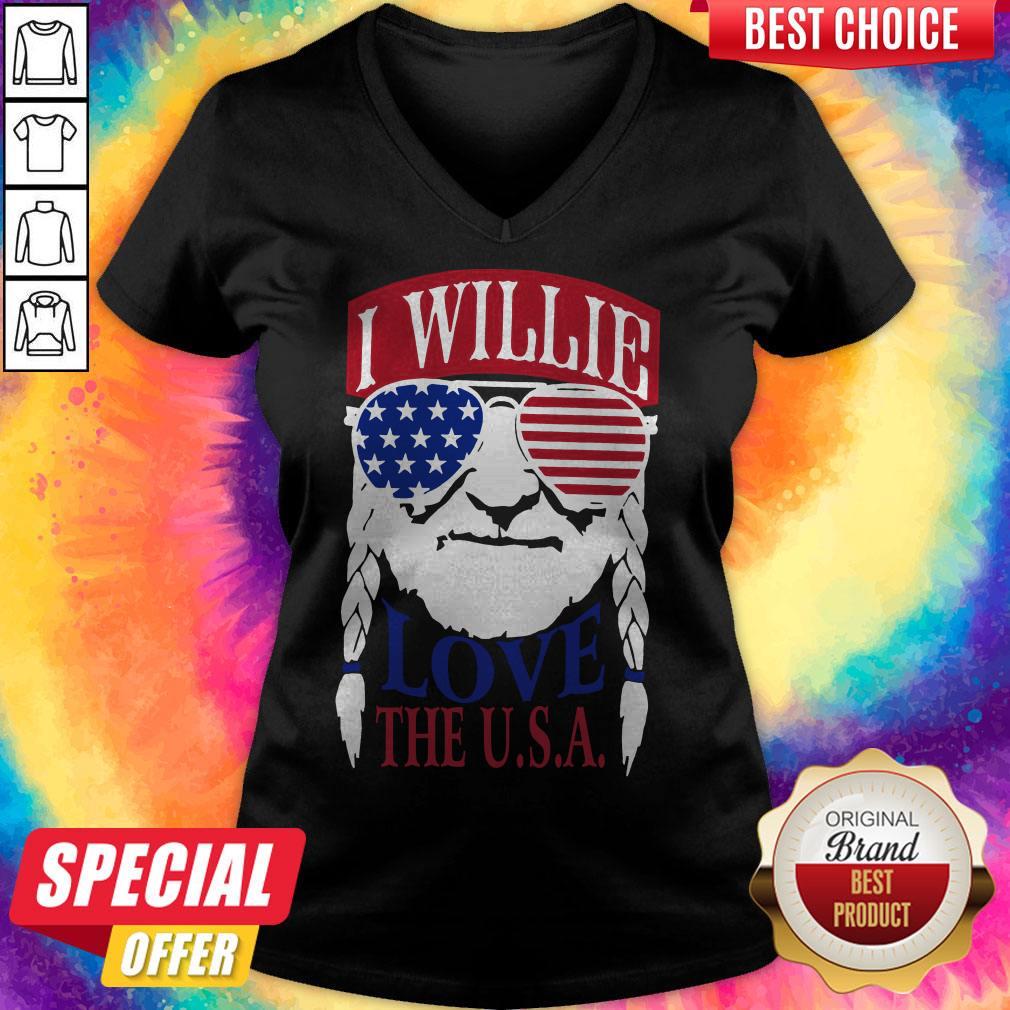 Official I Willie Love The USA Shirt - Image 4