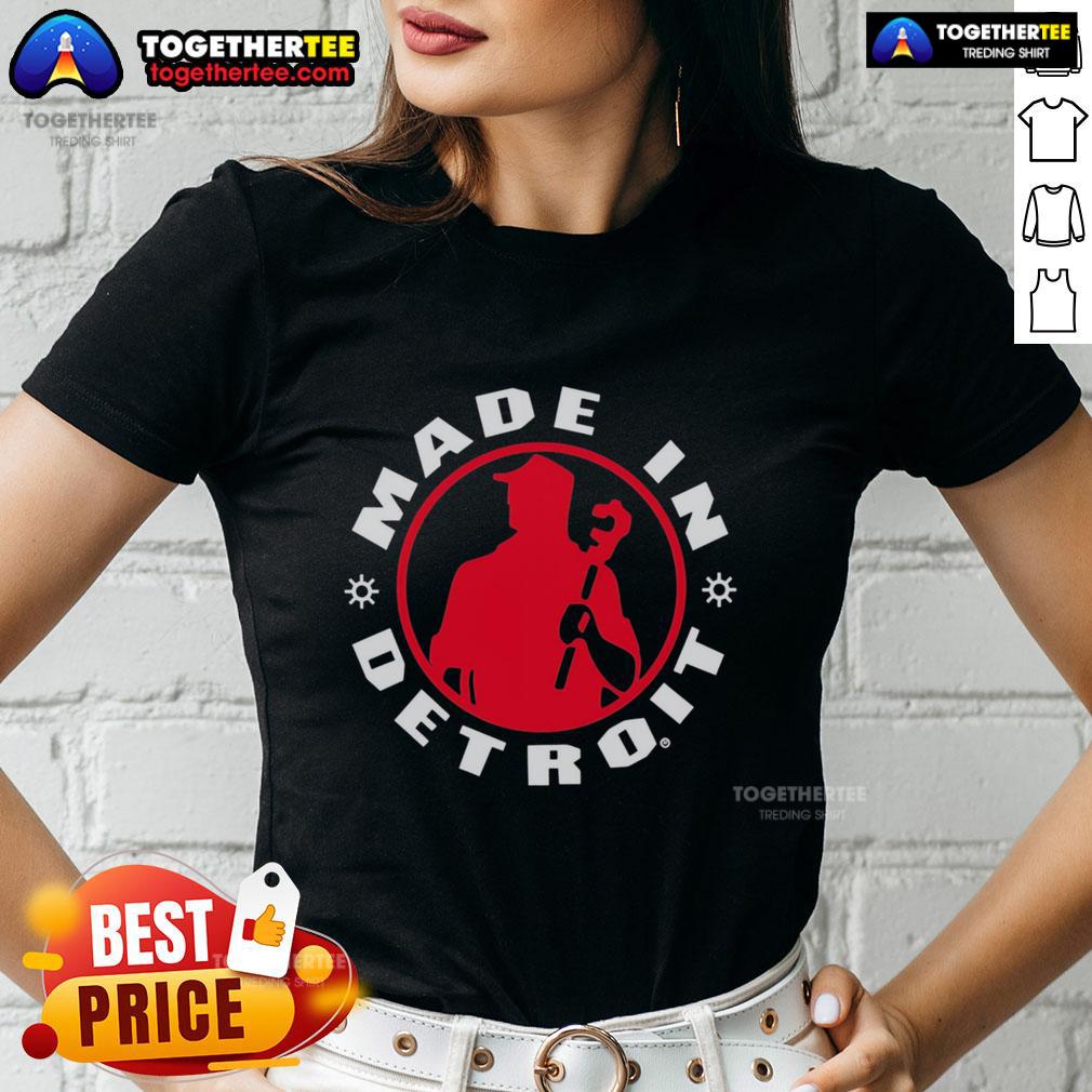 Nice Made In Detroit Plumber Wrench Logo Silhouette T-Shirt - Image 3