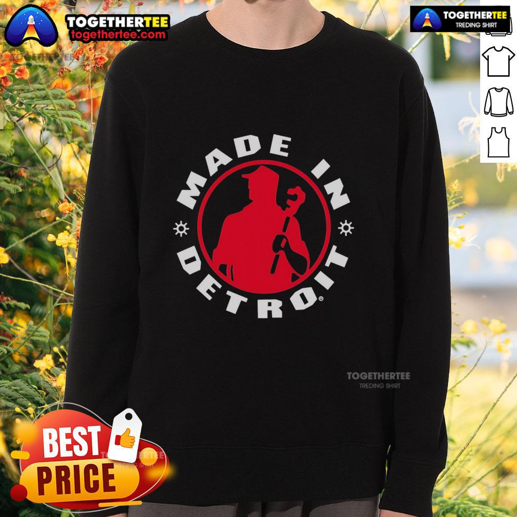 Nice Made In Detroit Plumber Wrench Logo Silhouette T-Shirt - Image 5