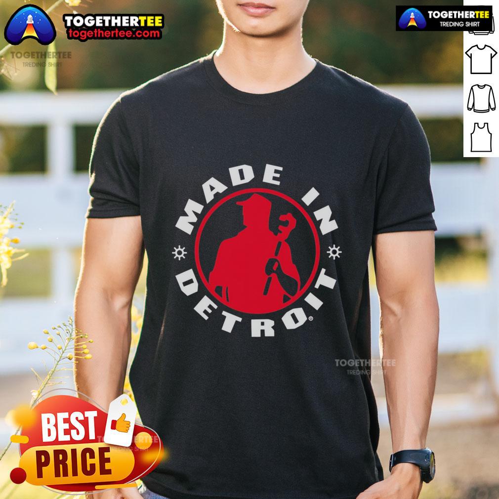 Nice Made In Detroit Plumber Wrench Logo Silhouette T-Shirt