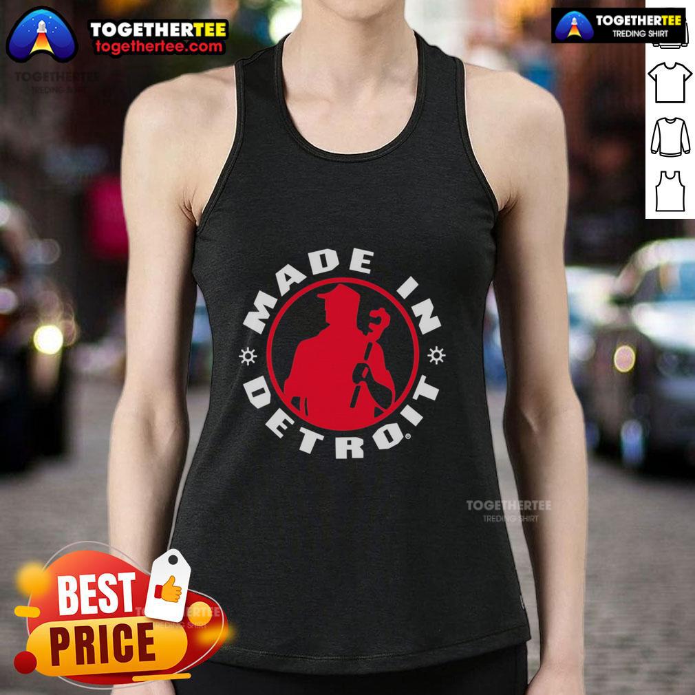 Nice Made In Detroit Plumber Wrench Logo Silhouette T-Shirt - Image 4