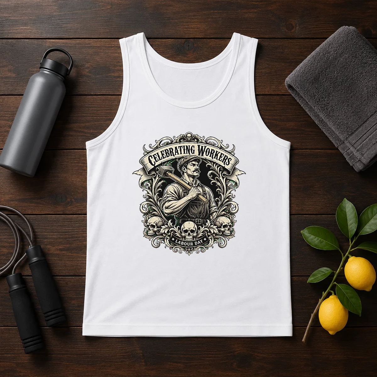 Original Labour Day Celebration Workers Gothic Tattoo Shirt - Image 3