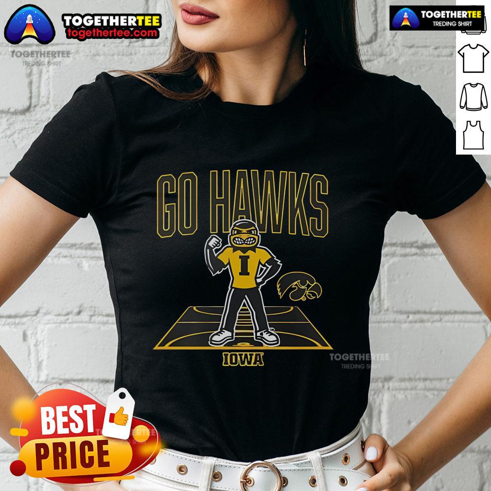 Top Go Iowa Hawkeyes Basketball Mascot Court T-Shirt - Image 3