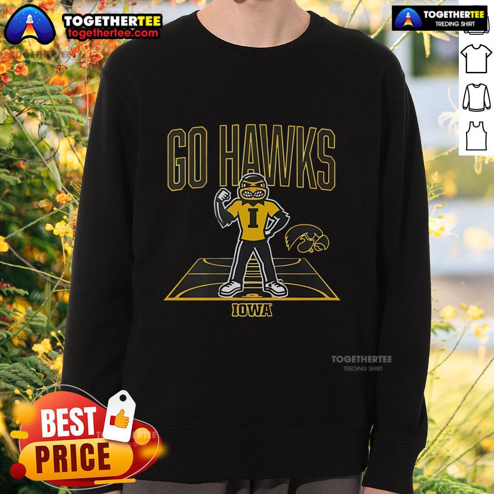 Top Go Iowa Hawkeyes Basketball Mascot Court T-Shirt - Image 5