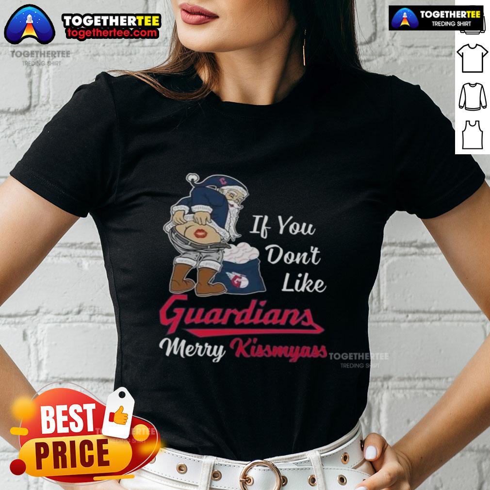 Top Santa Claus If You Dont Like Cleveland Guardians Merry Kissmyass Christmas T-Shirt - Image 3