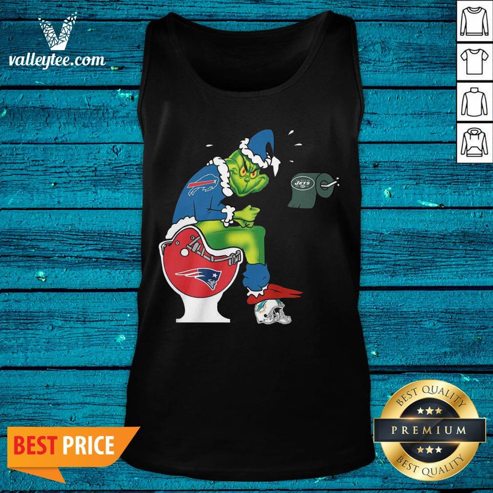 Cute The Grinch Buffalo Bills Shit On Toilet New England Patriots Christmas Shirt - Image 5