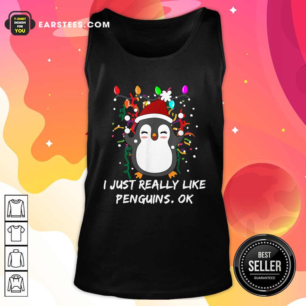 Official Merry Christmas Penguin I Just Really Like Penguins OK Shirt - Image 4