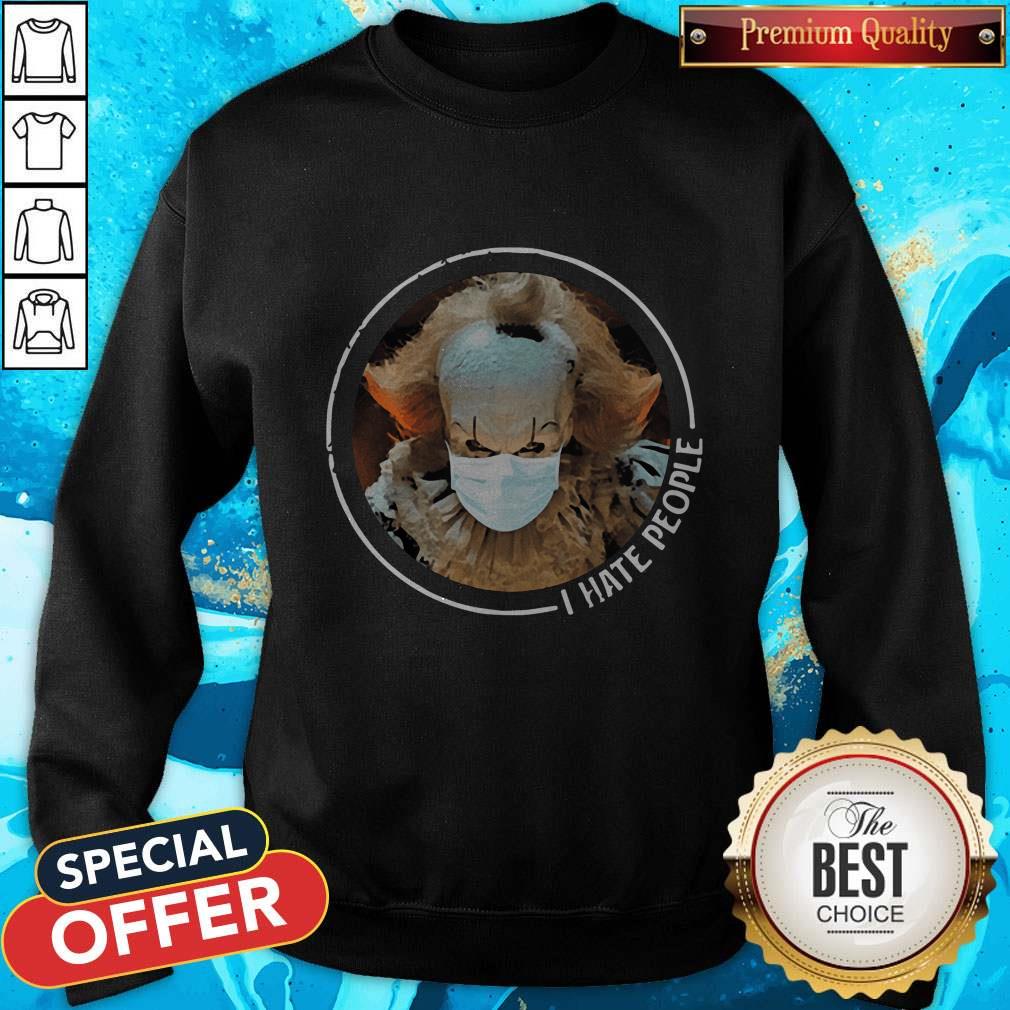 Cute Pennywise Face Mask I Hate People Shirt - Image 4