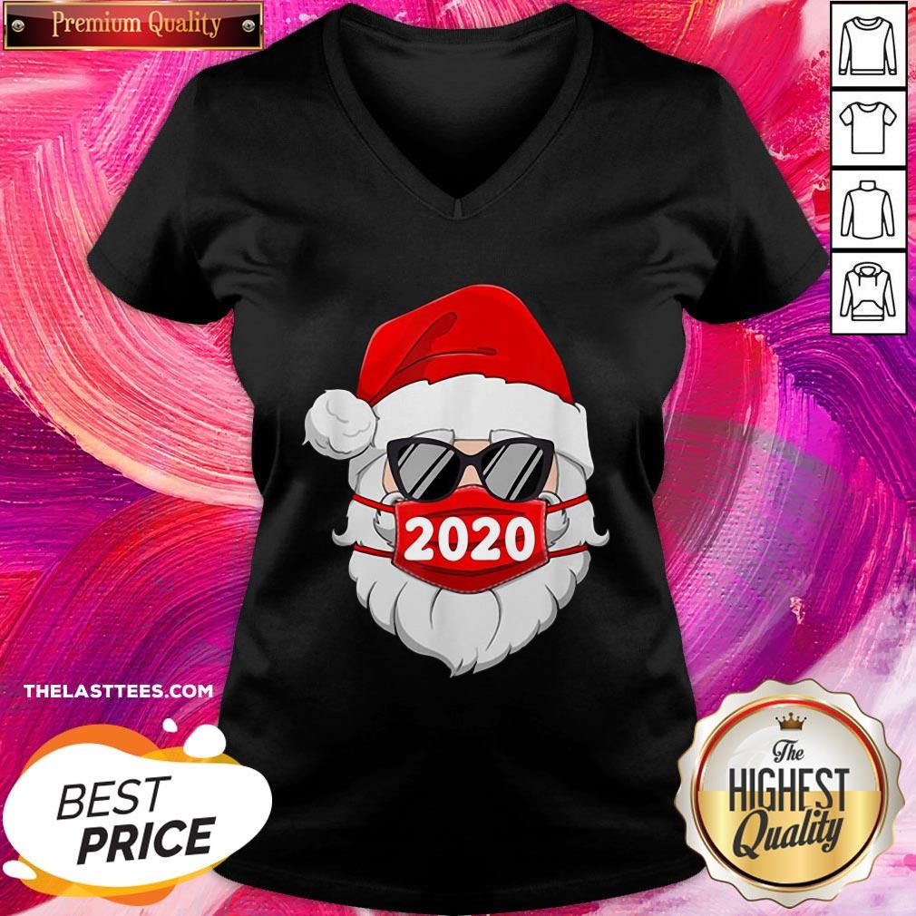 Happy Santa Claus Face Mask 2020 Christmas Shirt - Image 2