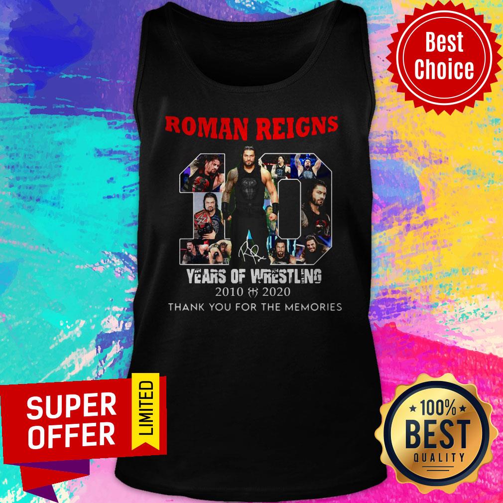 Roman Reigns 10 Years Of Wrestling 2010 2020 Thank You For The Memories Signature Shirt - Image 2