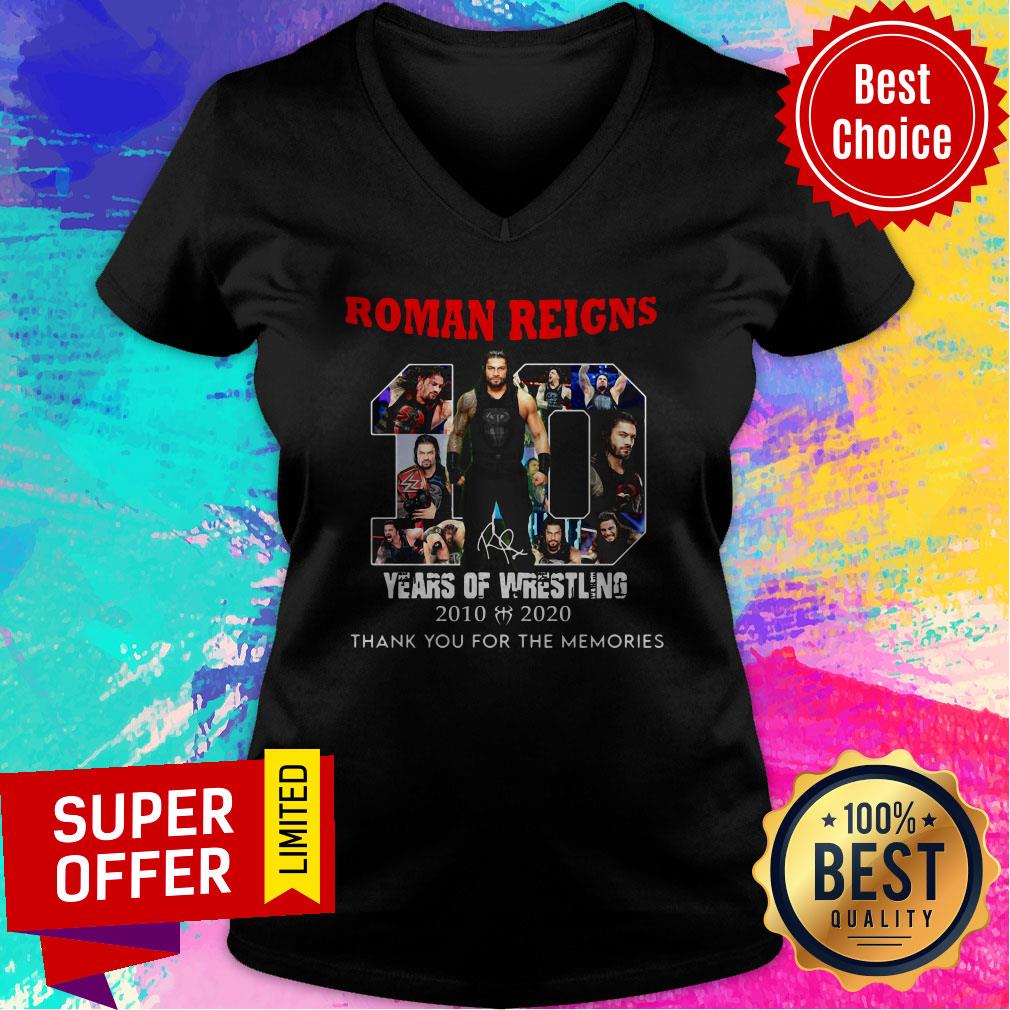 Roman Reigns 10 Years Of Wrestling 2010 2020 Thank You For The Memories Signature Shirt - Image 4