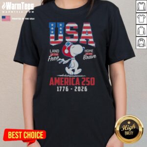 Alternative view of Funny Snoopy USA Land Of The Free Home Of The Brave America 250 Shirt