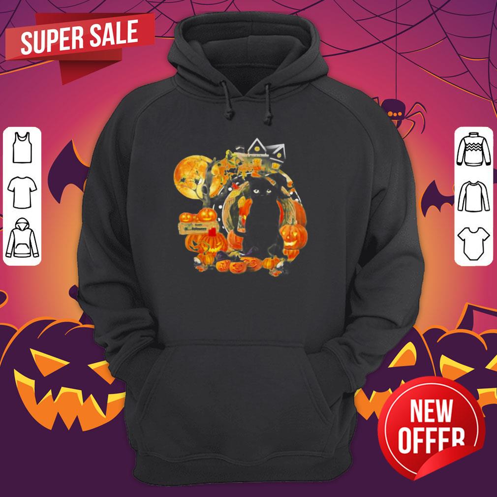 Black Cat Witch Pumpkin Witch Halloween Shirt - Image 3