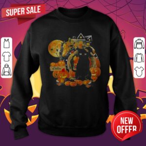 Alternative view of Black Cat Witch Pumpkin Witch Halloween Shirt