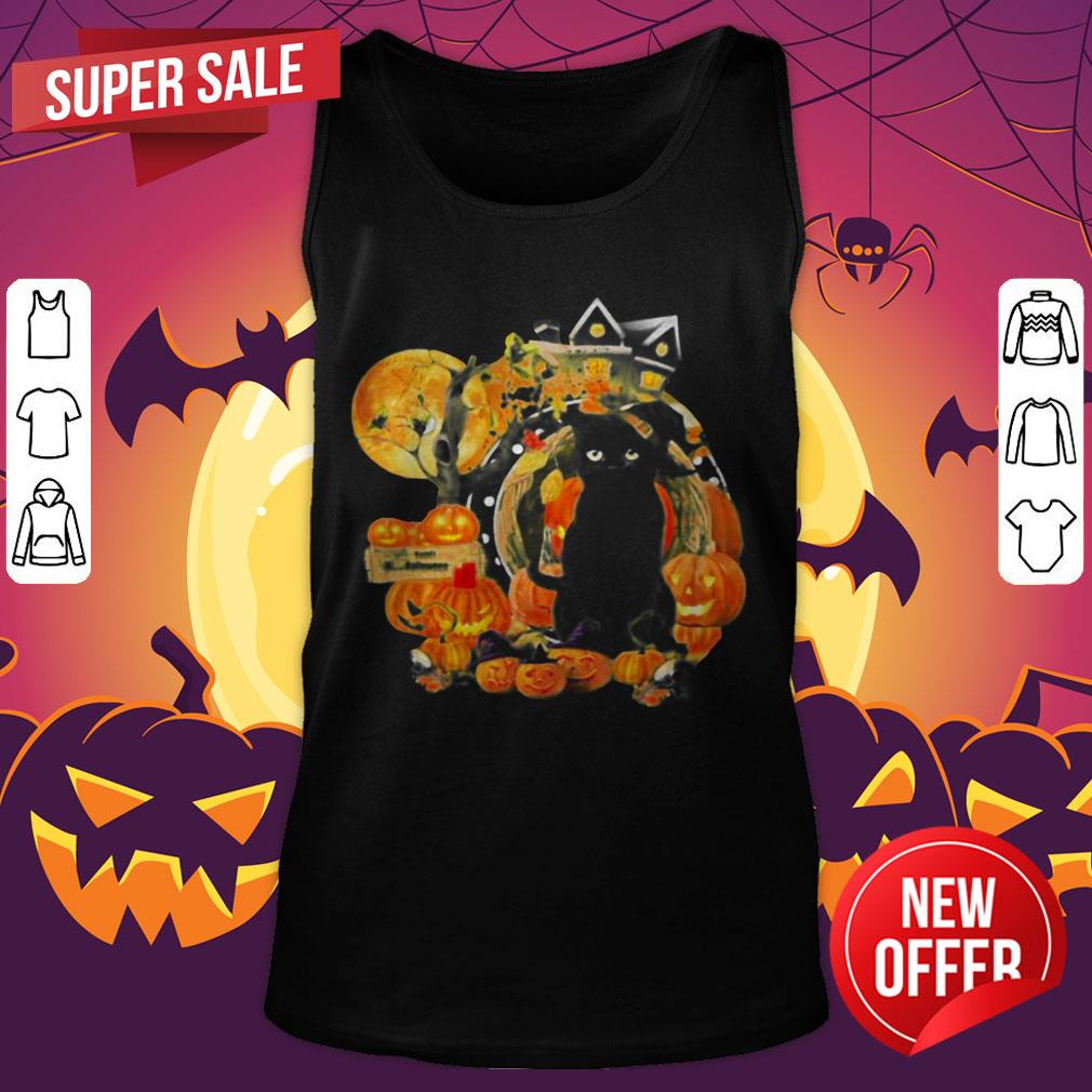 Black Cat Witch Pumpkin Witch Halloween Shirt - Image 5