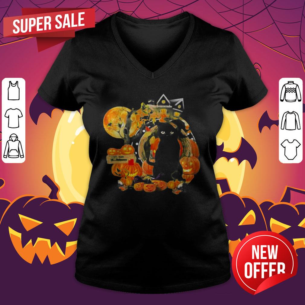 Black Cat Witch Pumpkin Witch Halloween Shirt - Image 4