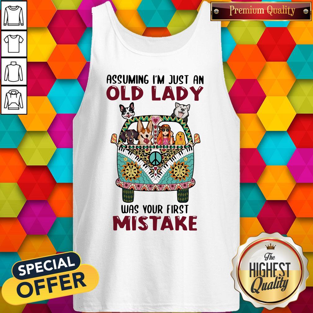 Awesome Assuming I'm Just An Old Lady Was Your First Mistake Peace Bus Dogs Shirt - Image 3