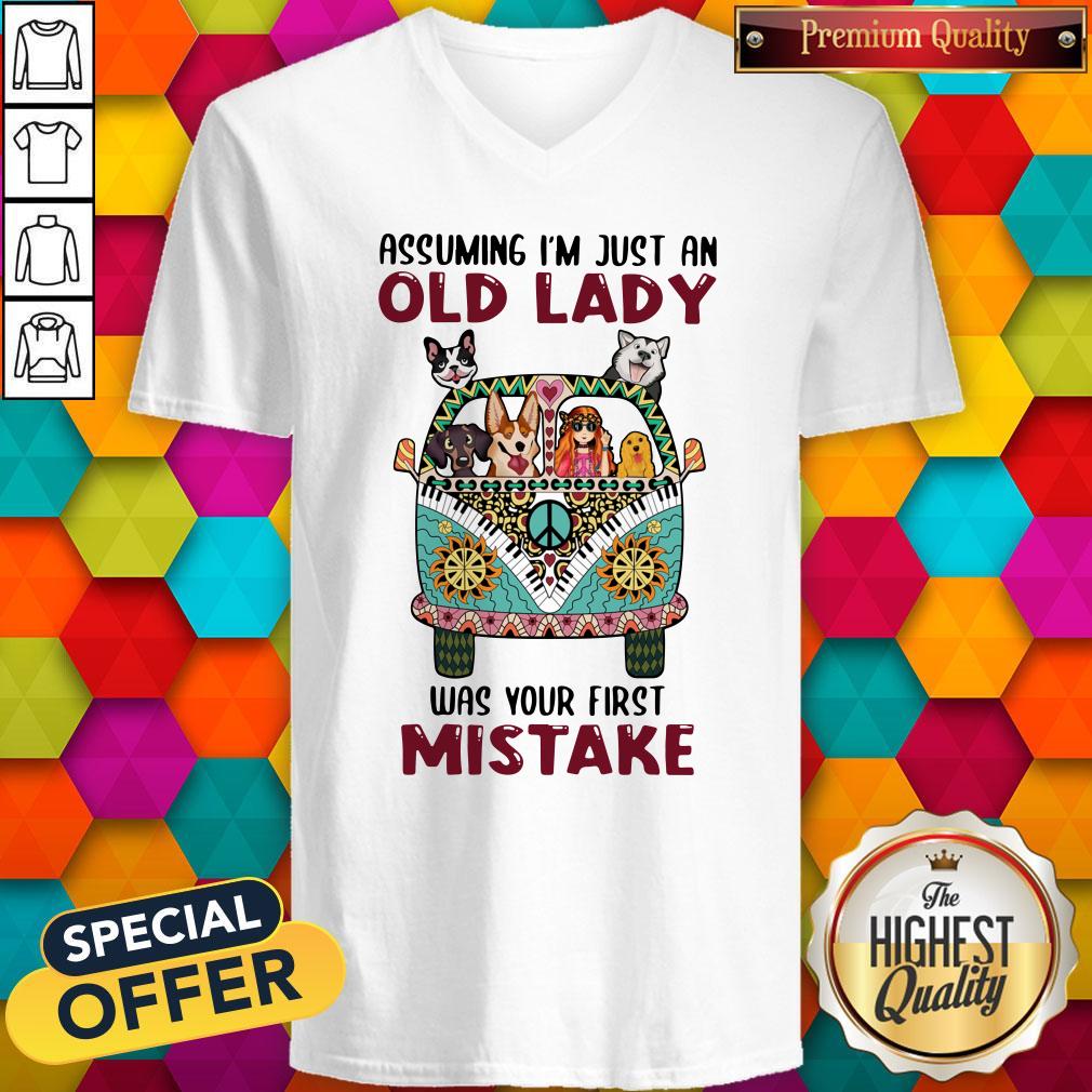 Awesome Assuming I'm Just An Old Lady Was Your First Mistake Peace Bus Dogs Shirt - Image 2