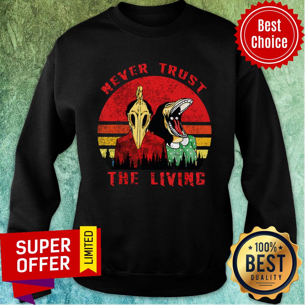 Never Trust The Living Creepy Goth Vintage Shirt - Image 5