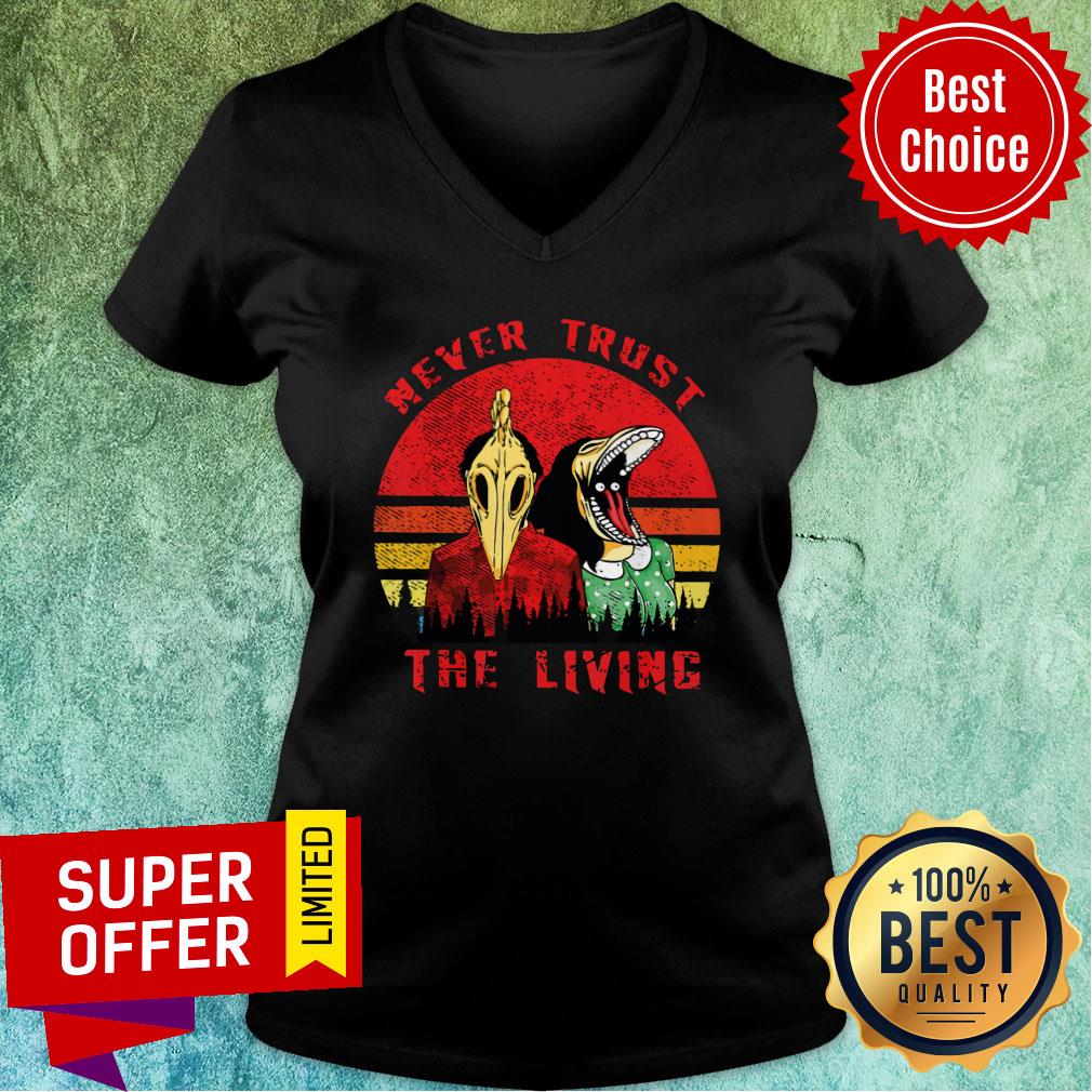 Never Trust The Living Creepy Goth Vintage Shirt - Image 3