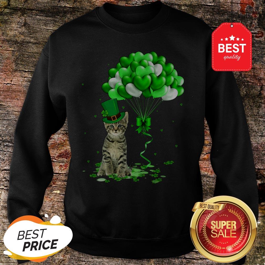 Cat Balloons Heart St. Patrick’s Day 2020 Shirt - Image 4