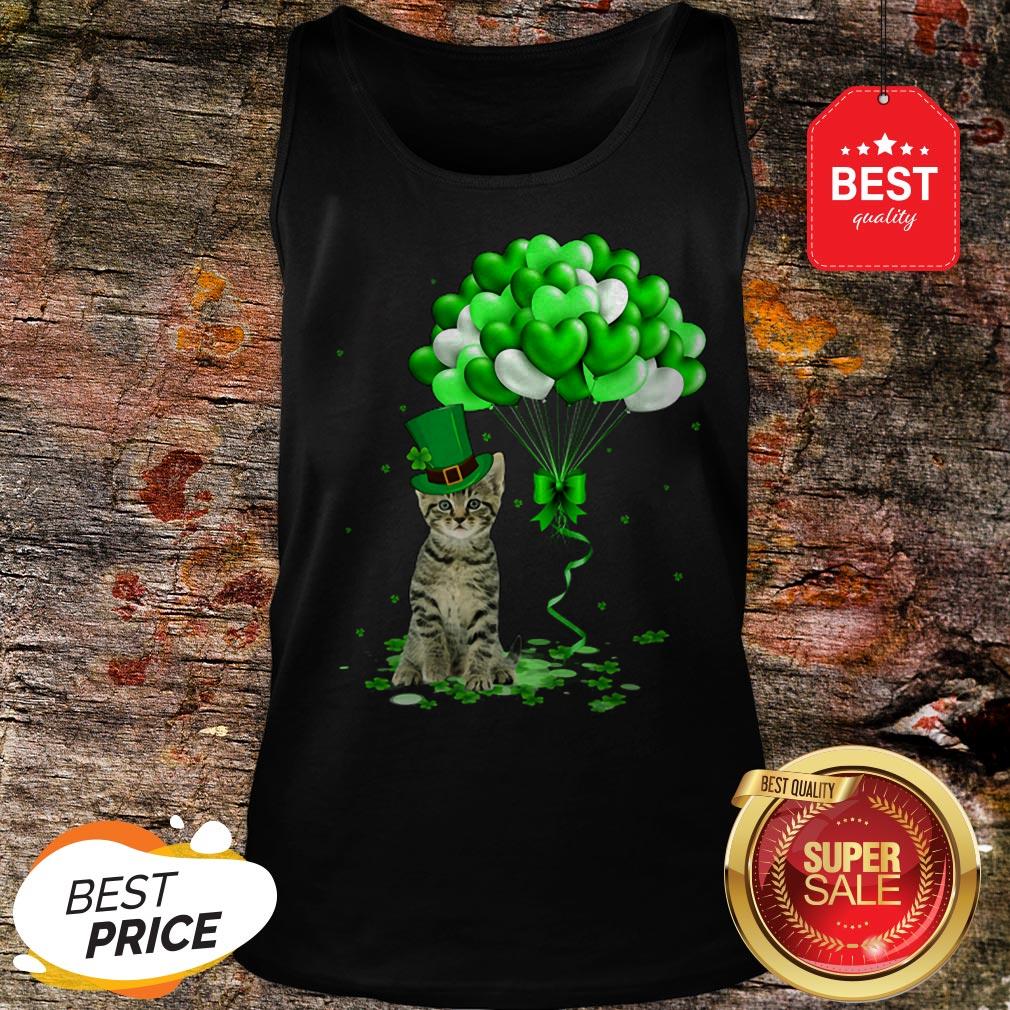 Cat Balloons Heart St. Patrick’s Day 2020 Shirt - Image 3
