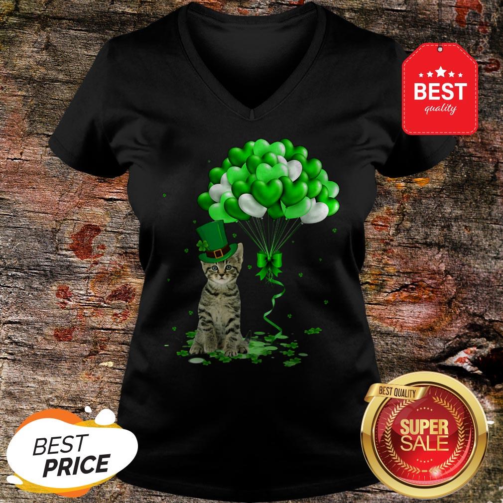 Cat Balloons Heart St. Patrick’s Day 2020 Shirt - Image 2