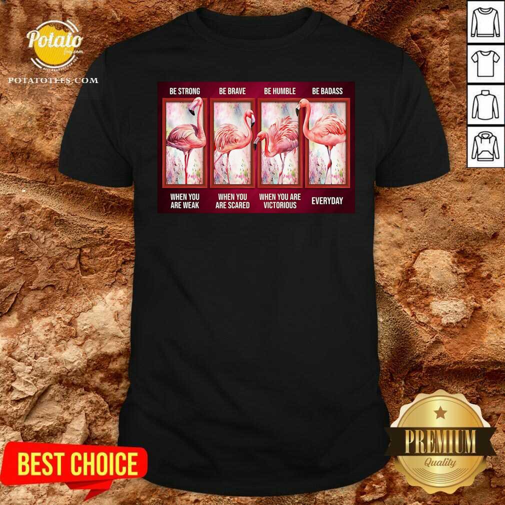 Funny Flamingo Be Strong Be Brave Be Humble Be Badass Horizontal Shirt