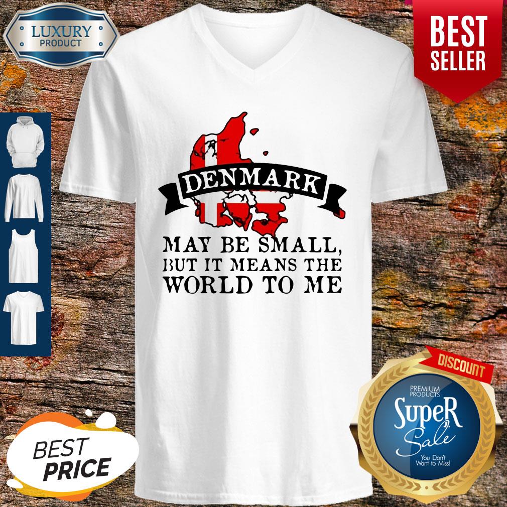 Premium Denmark May Be Small But It Means The World To Me Map Shirt - Image 2