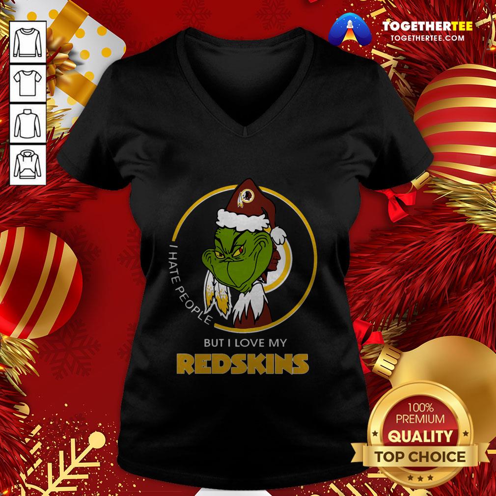 Hot I Hate People But I Love My Washington Redskins Grinch Shirt - Image 3
