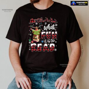 Alternative view of Oh What Fun It Is To Read Reindeer Reading Books for Christmas T-Shirt