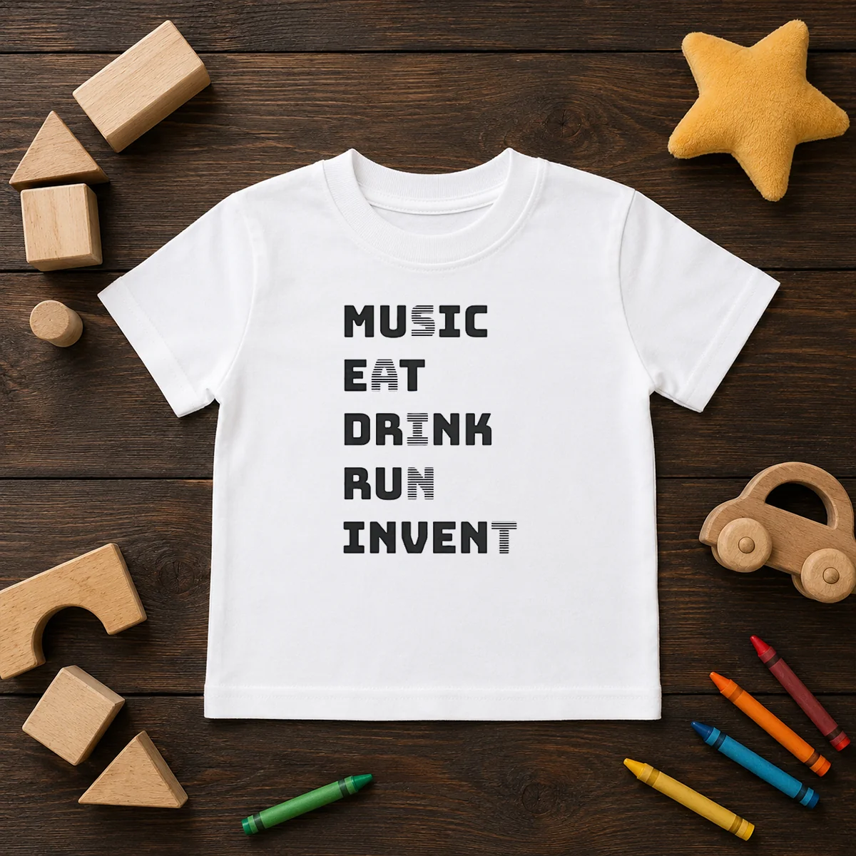 Good Music Eat Drink Run Invent Shirt - Image 9