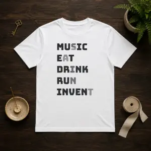 Good Music Eat Drink Run Invent Shirt