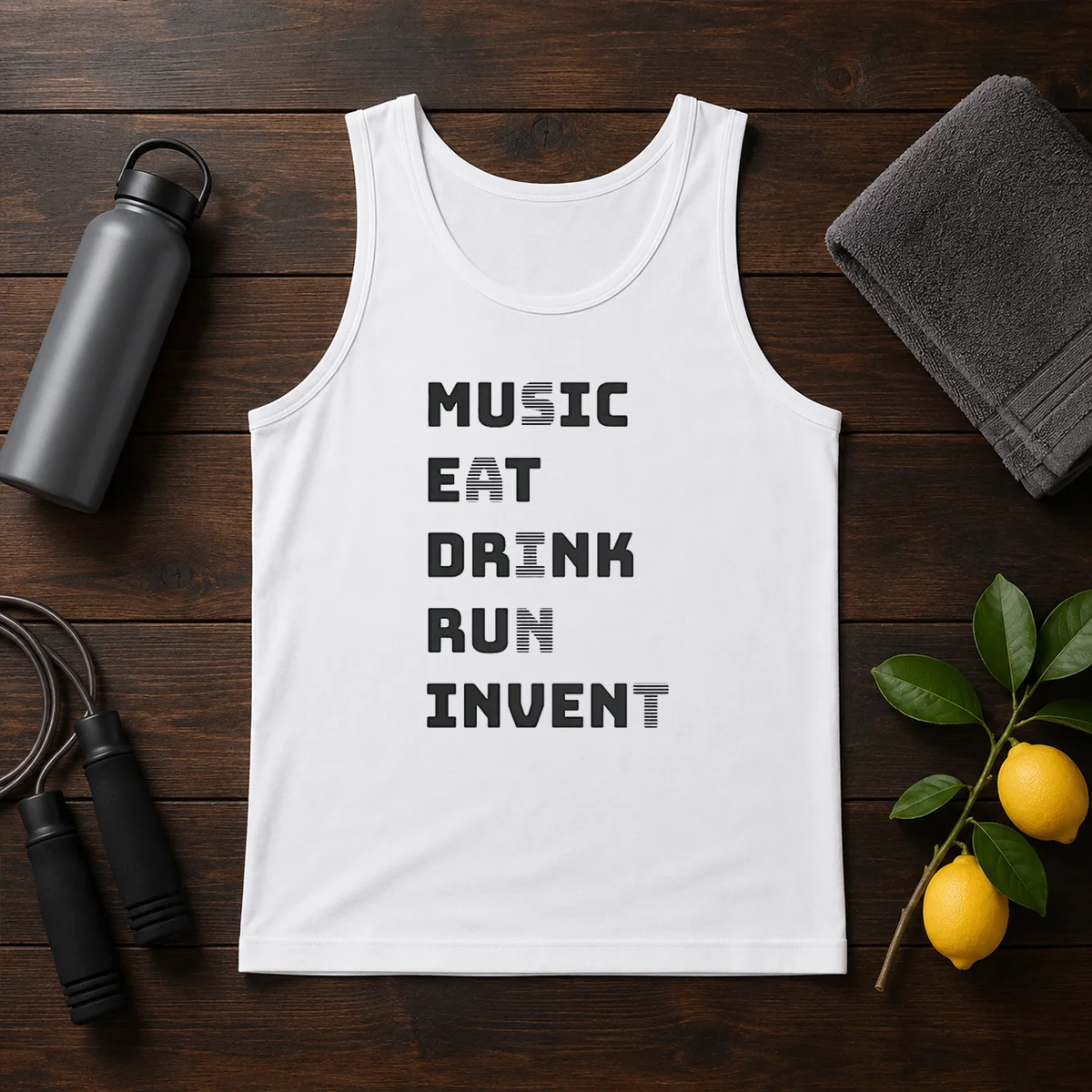 Good Music Eat Drink Run Invent Shirt - Image 3