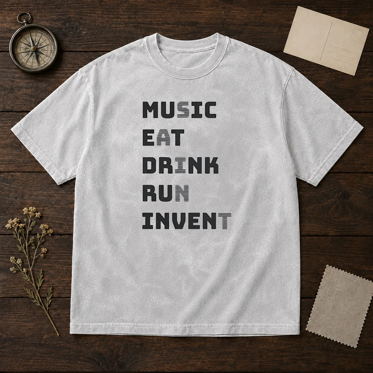Good Music Eat Drink Run Invent Shirt - Image 8