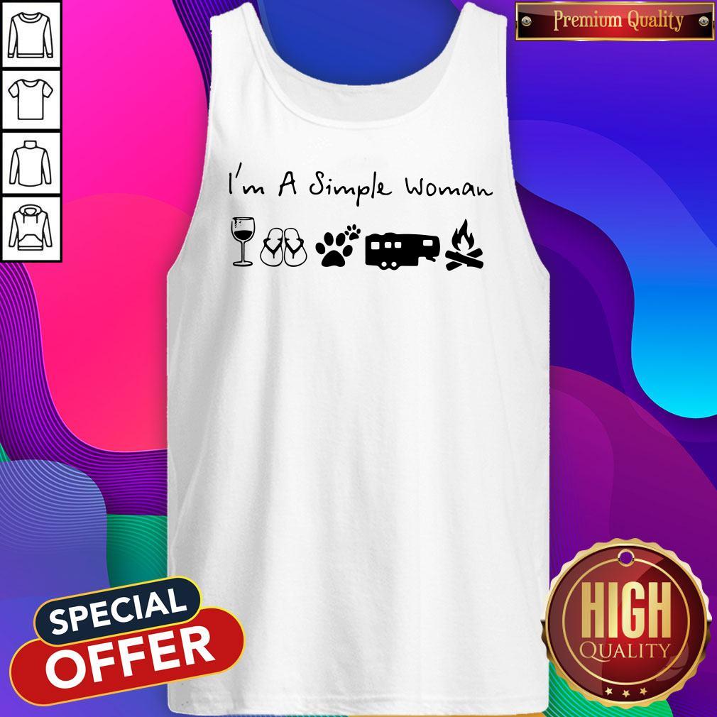 I'm A Simple Woman Wine Flip Flop Dog Paw Camping And Campfire Shirt - Image 4