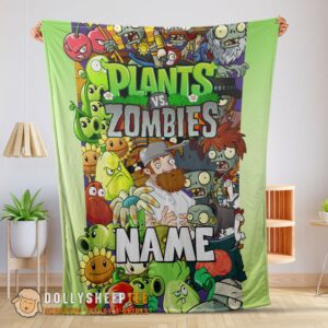 Awesome Game Plants Vs Zombies All Character Blanket Fleece Customized Blanket