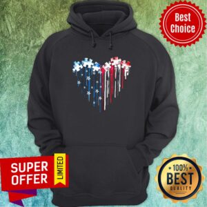 Alternative view of Heart American Flag Jigsaw Puzzles Shirt