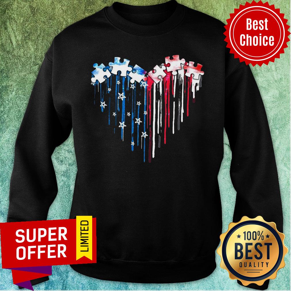 Heart American Flag Jigsaw Puzzles Shirt - Image 5