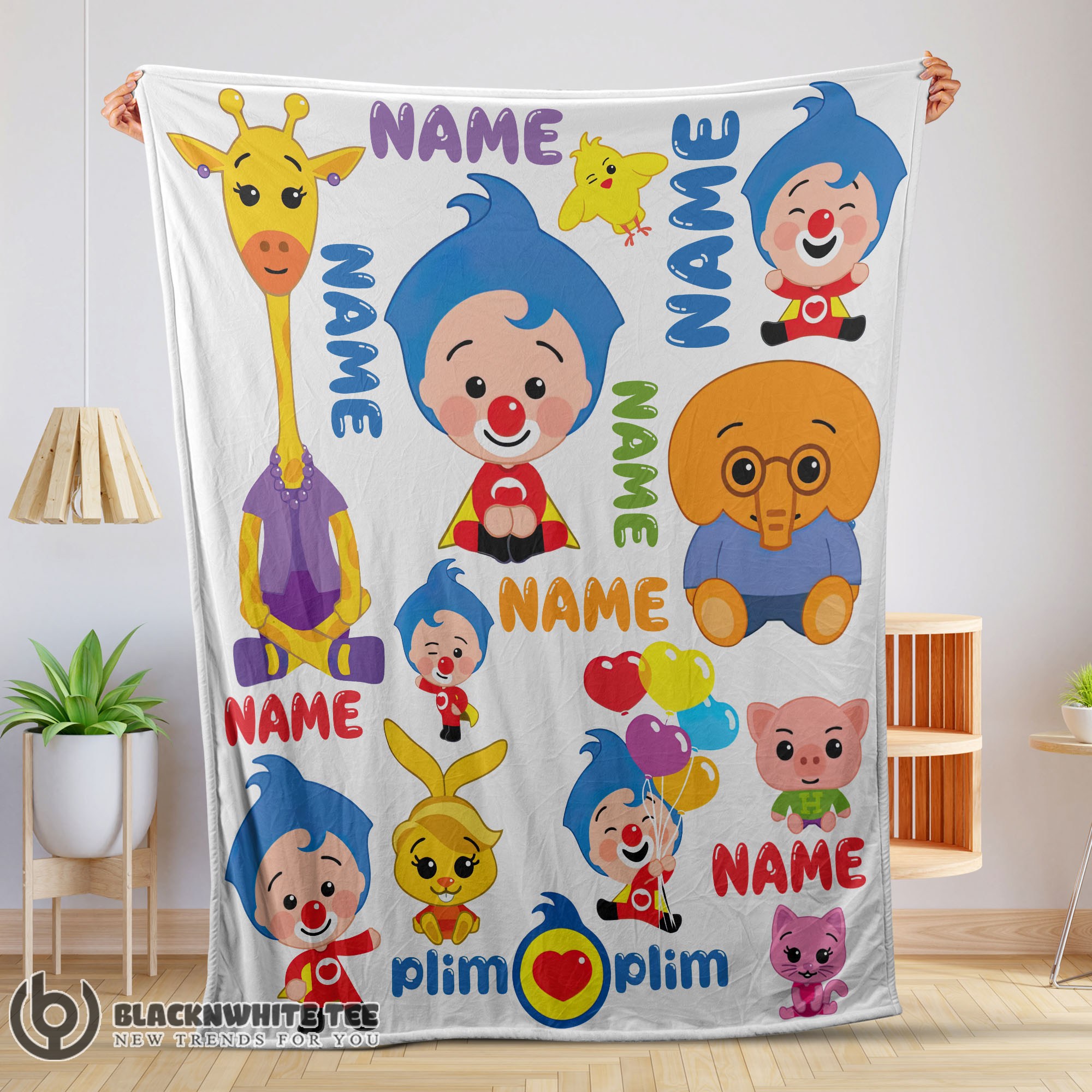 Perfect Top Plim Plim & Friends Collage Cute Blanket Fleece Customized Blanket