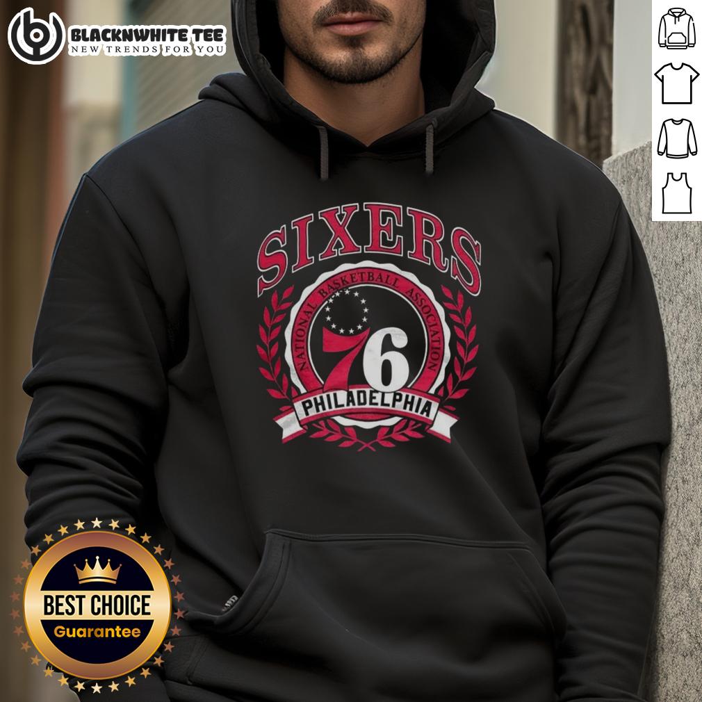 Top Philadelphia 76ers National Basketball Association Logo Laurel Wreath Frame Retro T-Shirt - Image 2