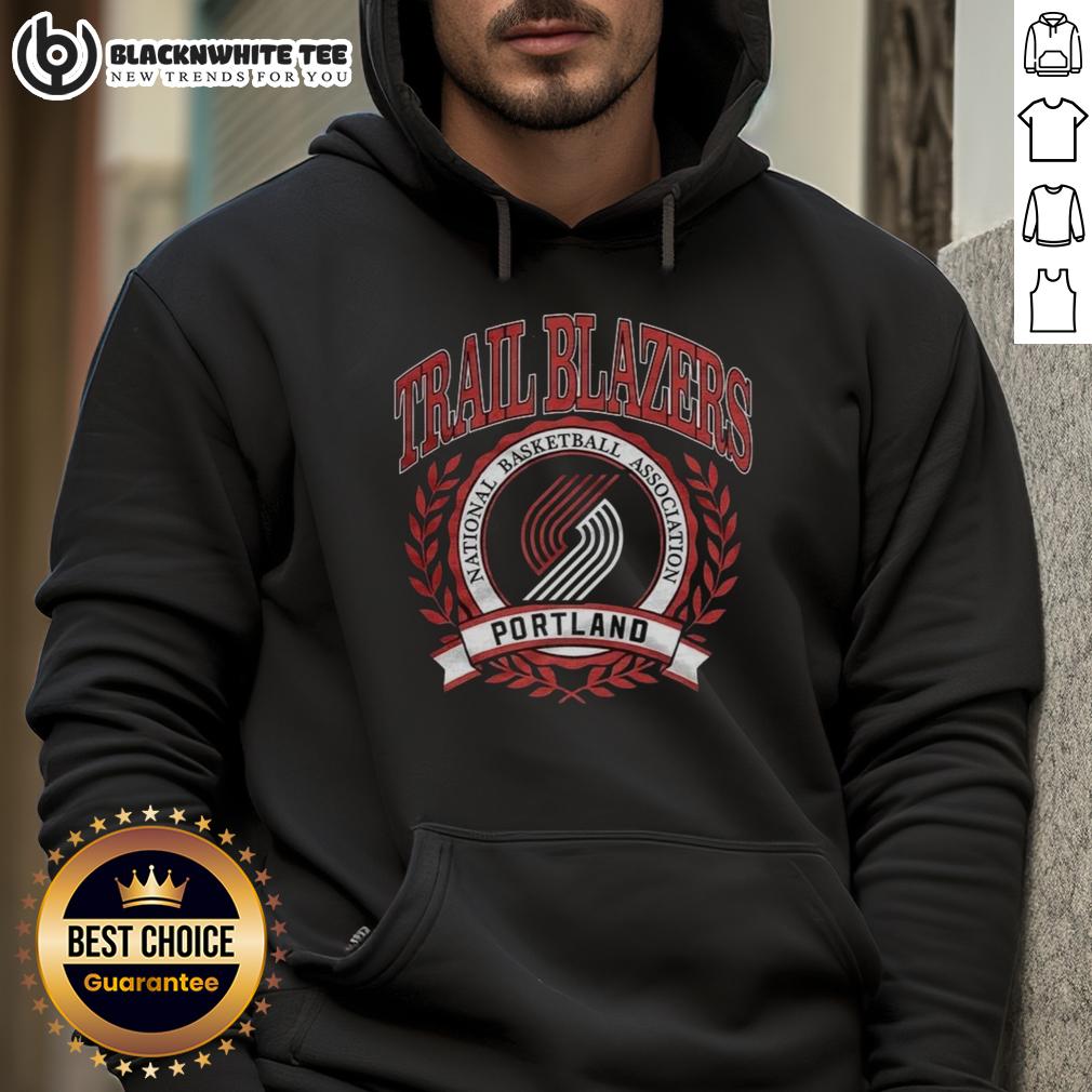 Top Portland Trail Blazers National Basketball Association Logo Laurel Wreath Frame Retro T-Shirt - Image 2