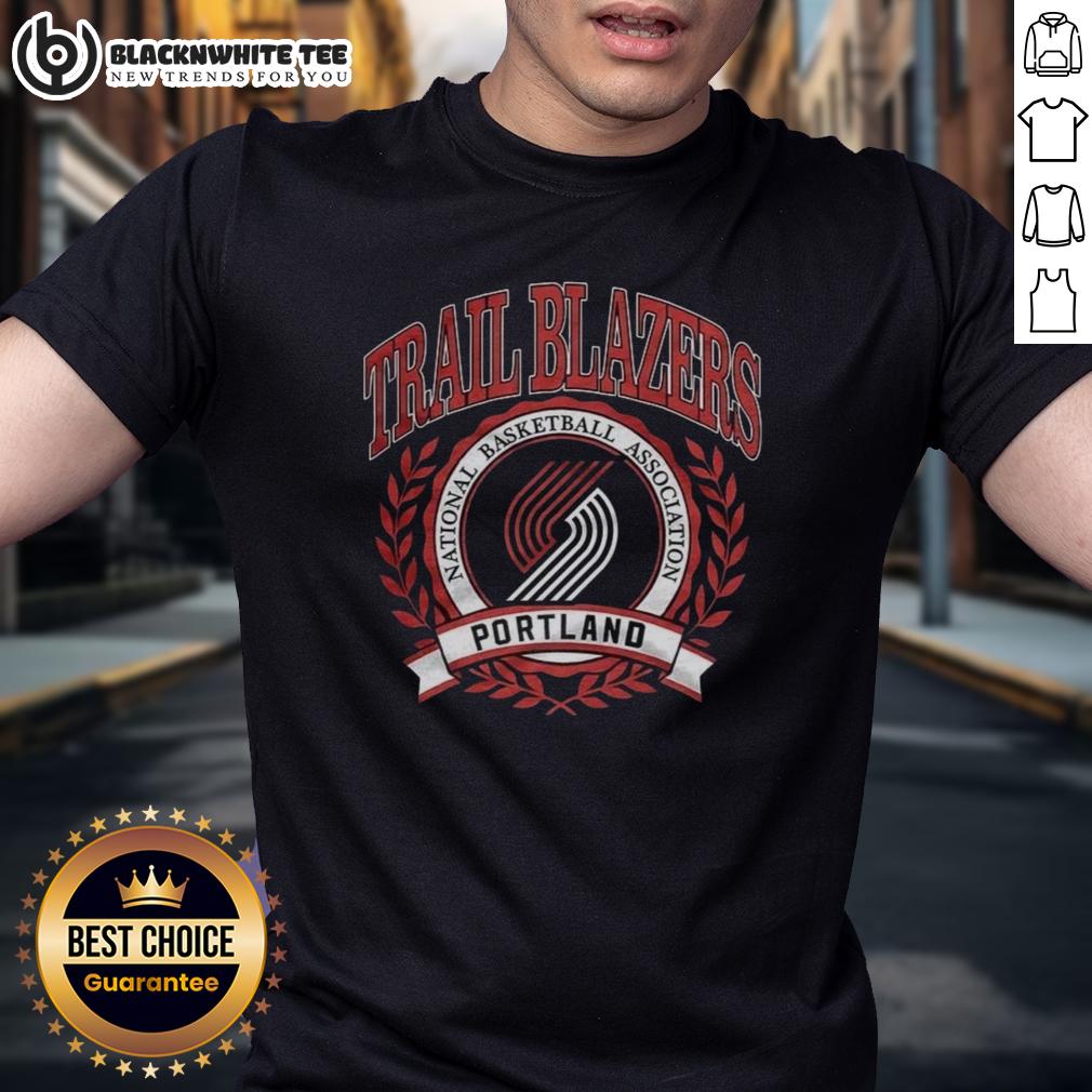 Top Portland Trail Blazers National Basketball Association Logo Laurel Wreath Frame Retro T-Shirt