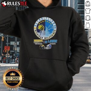Alternative view of Awesome Michigan Wolverines Saturdays On Detroit Lions Sundays Helmets Skyline T-Shirt