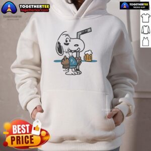 Alternative view of Nice Snoopy Player San Jose Sharks Hockey Smoking Middle Finger T-Shirt
