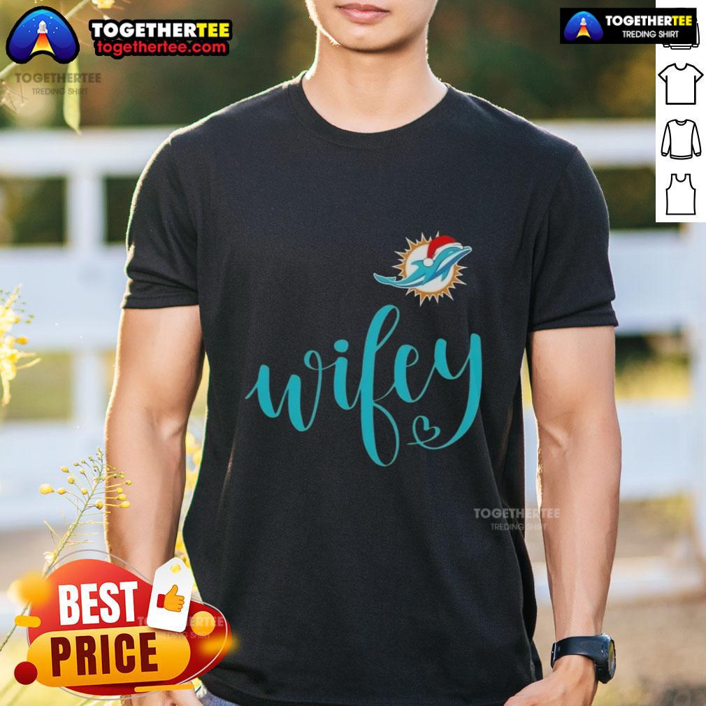 Original Wifey Miami Dolphins Santa Hat Merry Christmas T-Shirt