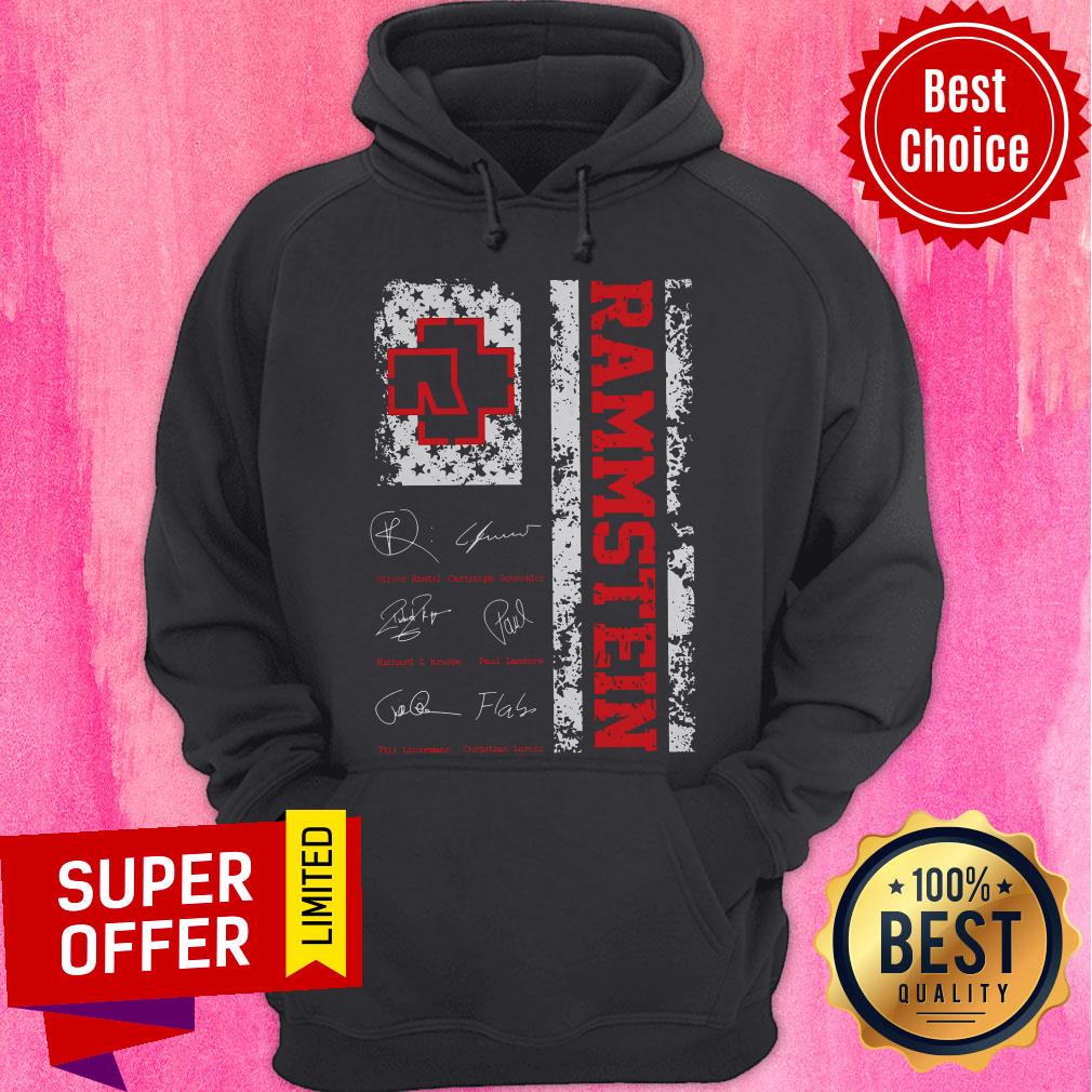 Awesome American Flag Signatures Rammstein Shirt - Image 4